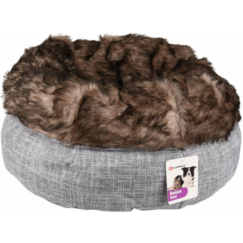 

Cesta redonda ø 45 cm x 25 cm. Cesta Amadeo color gris-marrón. para gatos