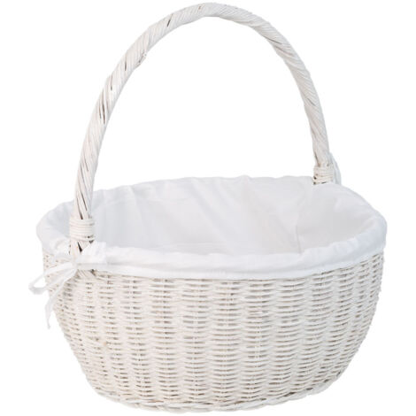 Cesta redonda de medula con forro blanca 34x34x16-37