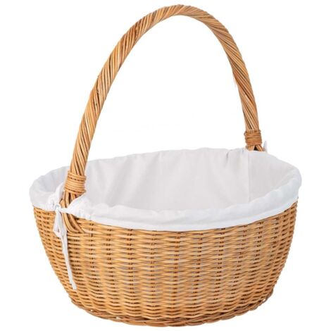 Cesta redonda de medula con forro marrón 34x34x16-37