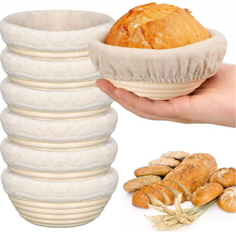 Cesta redonda de pan de ratán natural de 20 cm – Cesta elevable con forro extraíble y sin astillas