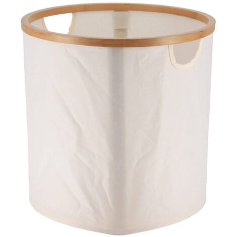 Cesta redonda plegable de poliéster con fleje de bambú - bambú natural - Tendance