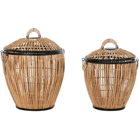 Cesta Ropa Set 2 Ratan Metal 48X48X55 Natural