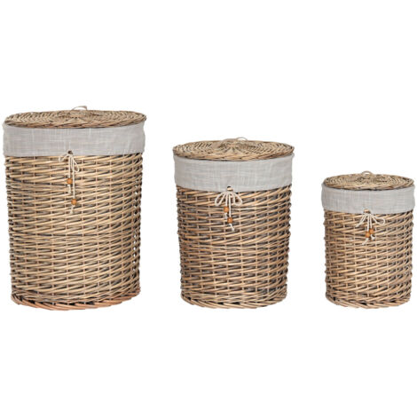 Cesta Ropa Set 3 Mimbre Algodon 45X45X55 Beige