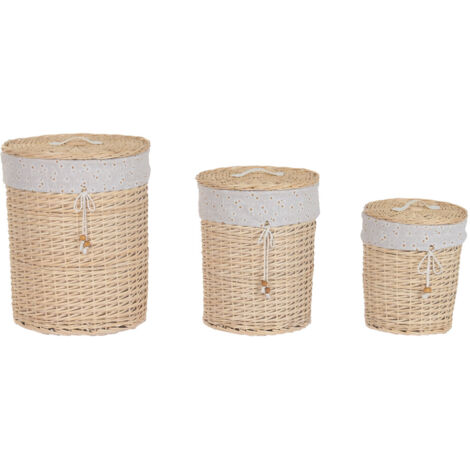 Cesta Ropa Set 3 Mimbre Poliester 45X45X55 Flores