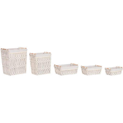 Cesta Ropa Set 5 Macrame Metal 42X32X51 Blanco