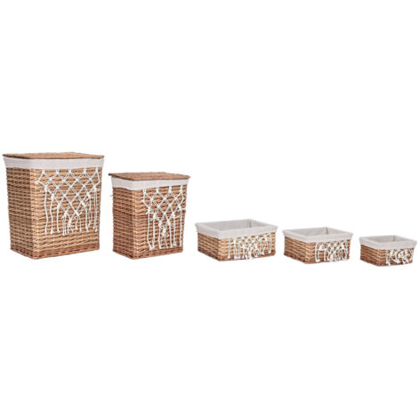 Cesta Ropa Set 5 Mimbre Algodon 47X35X55 Natural