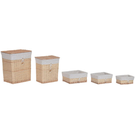 Cesta Ropa Set 5 Mimbre Poliester 47X35X55 Flores
