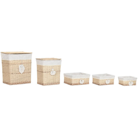 Cesta Ropa Set 5 Mimbre Poliester 47X35X55 Natural