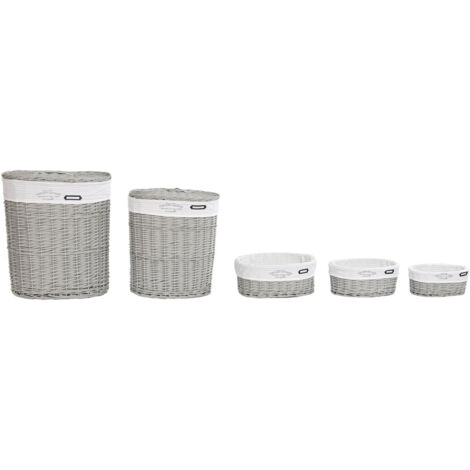 Cesta Ropa Set 5 Mimbre Poliester 52X38X57 Gris