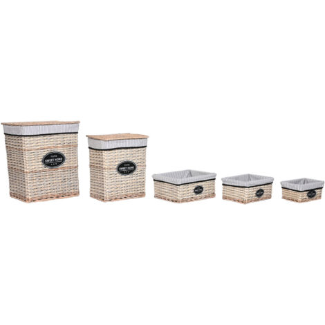 Cesta Ropa Set 5 Mimbre Tela 47X35X55 Natural