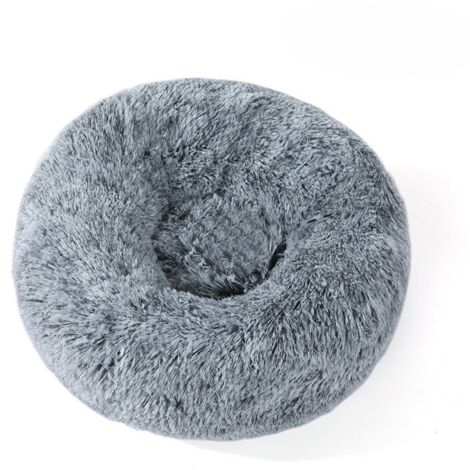 Cesta rotonda per cani, cuscino centrale sfoderabile e lavabile, tessuto in morbido peluche, diametro 50 cm, grigio sfumato
