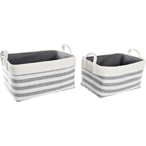 Cesta Set 2 Algodon 40X30X23 Gris DC200605