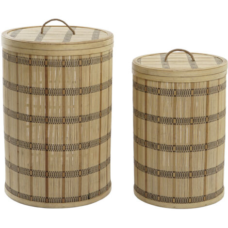 Cesta Set 2 Bambu 40X40X63 Con Tapa Natural Marron DC203082