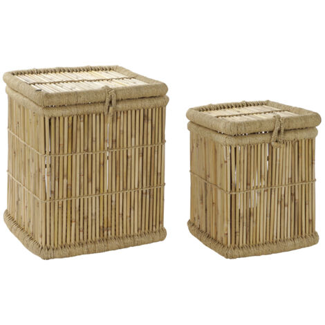 Cesta Set 2 Bambu Cuerda 46X46X55 Natural Natural