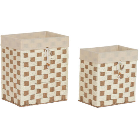 Cesta Set 2 Fibra Algodon 42X31X49 Beige