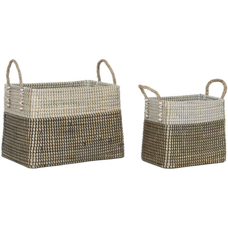 Cesta Set 2 Seagrass 44X25X38 Tribal Blanco