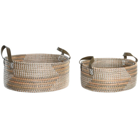 Cesta Set 2 Seagrass Pu 45X34X27 8 Natural DC205054