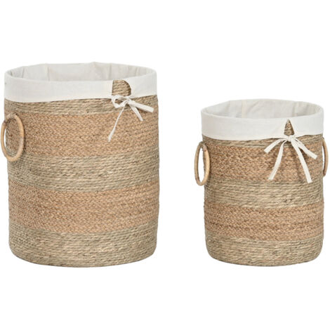Cesta Set 2 Seagrass Tela 39X39X49 Natural