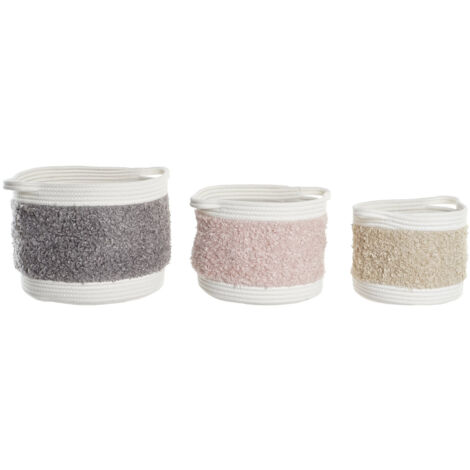 Cesta Set 3 Algodon 34X34X27 Rosa Palo DC200601