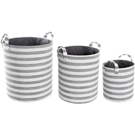 Cesta Set 3 Algodon 35X35X40 Rayas Gris DC200606