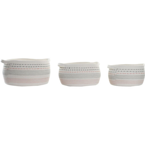 Cesta Set 3 Algodon 52X43X25 Blanco DC195092