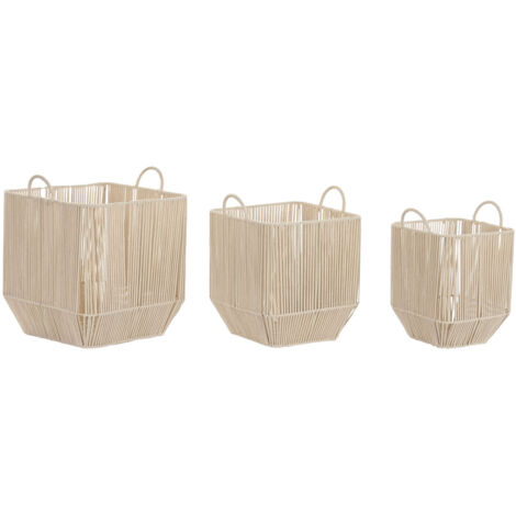 Cesta Set 3 Algodon Metal 37X37X45 Beige