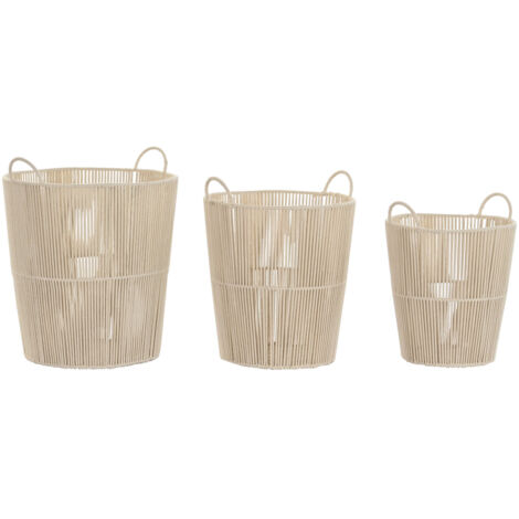 Cesta Set 3 Algodon Metal 42X42X51 Beige DC202051