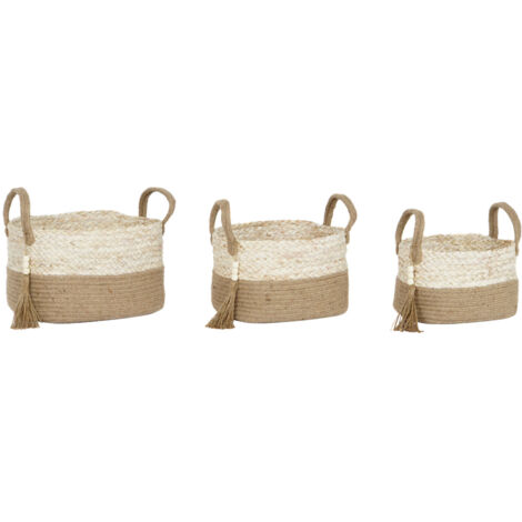 Cesta Set 3 Maiz Trenzado Yute 41X30X33 Con Asas