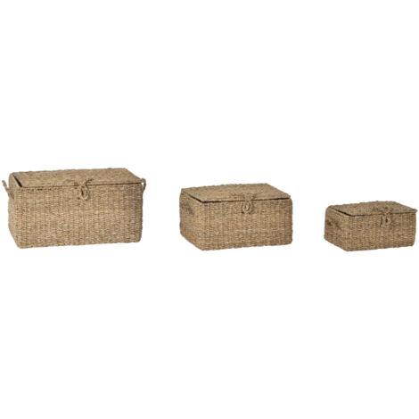 Cesta Set 3 Seagrass Hierro 50X34X25 Natural