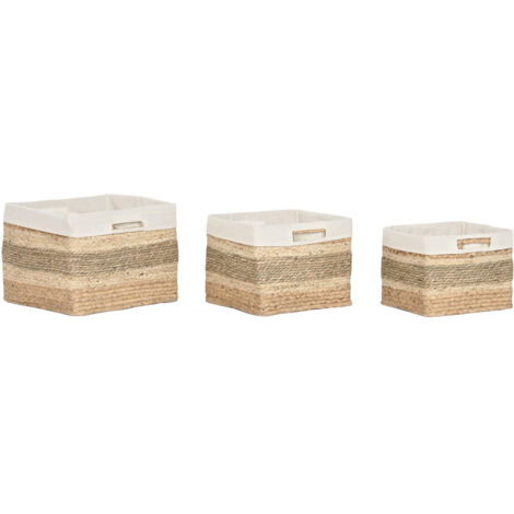 Cesta Set 3 Seagrass Tela 45X45X20 Natural