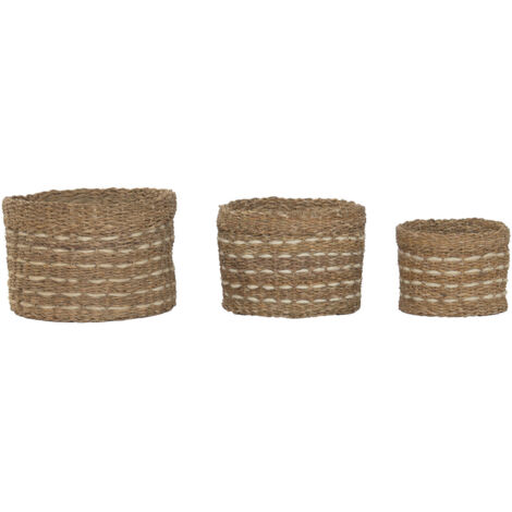 Cesta Set 3 Seagrass Yute 45X45X30 Natural