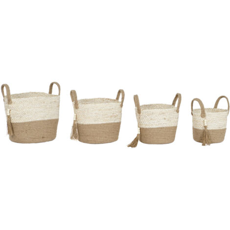 Cesta Set 4 Maiz Trenzado Yute 40X40X41 Con Asas