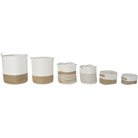 Cesta Set 6 Algodon Yute 45X45X54 Blanco DC194449
