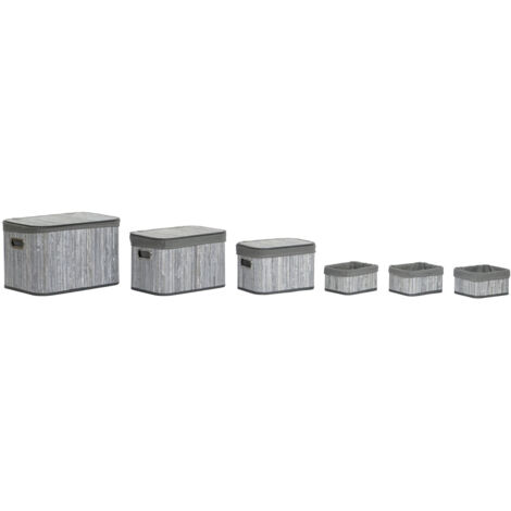 Cesta Set 6 Bambu Poliester 51X35X33 Gris