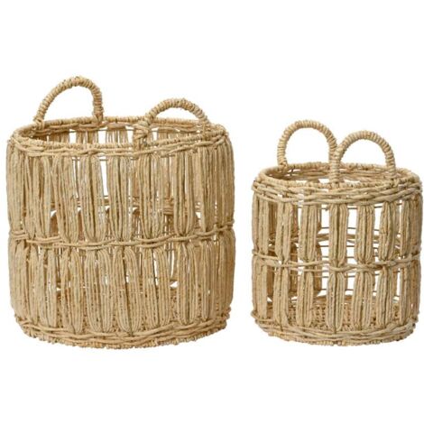 Cesta Tonda con Manici - Colore Naturale - Grande - 38x45 cm