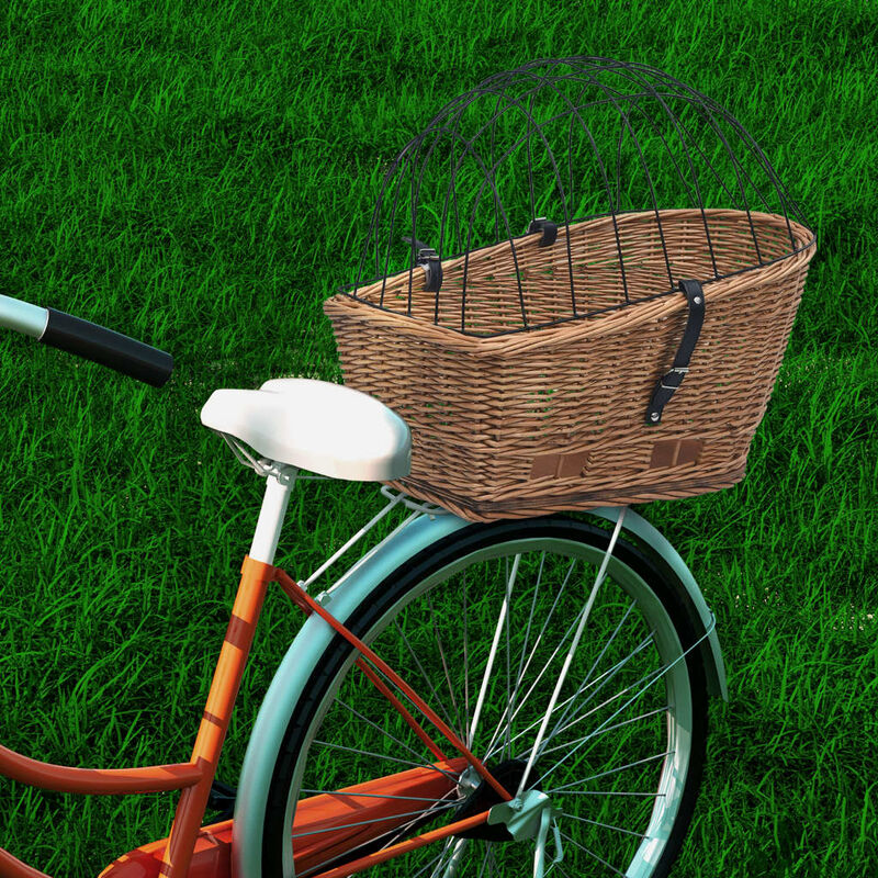 

Cesta trasera de bicicleta con tapa sauce natural 55x31x36 cm