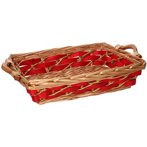 Cesta vimini rosso miele rettangolare cm48/52x36h13