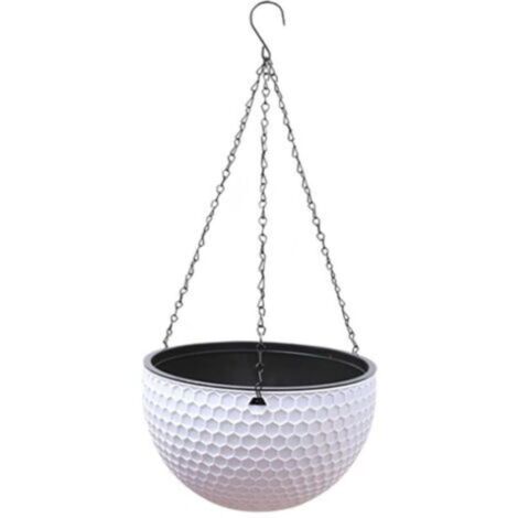 Cestas colgantes para plantas – Blancas, con orificios de drenaje y tapones incluidos – Ideales para uso interior/exterior – Juego de 1