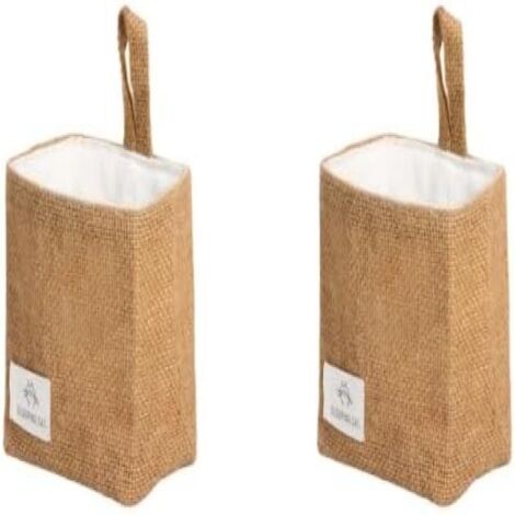 Cestas colgantes pequeñas de algodón y lino para mesa (juego de 2), ideales para organizar llaves y objetos pequeños, color marrón.