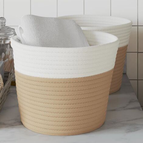 Cestas de almacenaje 2 uds algodón beige y Ø24x18 cm