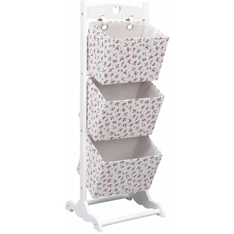 

Cestas de almacenaje de 3 piezas madera flores 35x35x102 cm - Blanco
