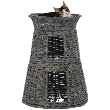 Cestas de gatos 3 uds con cojines sauce natural gris 47x34x60cm