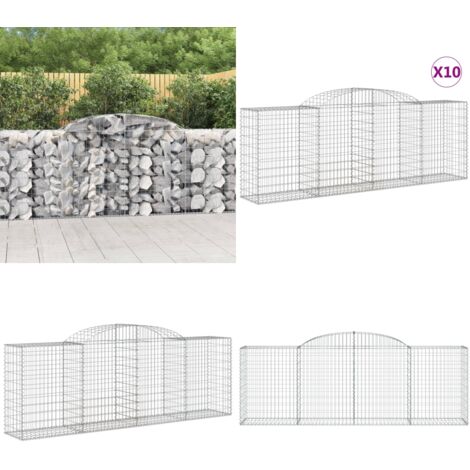 Cestas de gaviones 10 uds forma de arco hierro 300x50x100/120cm - Muros de contención - Jardín decorativo