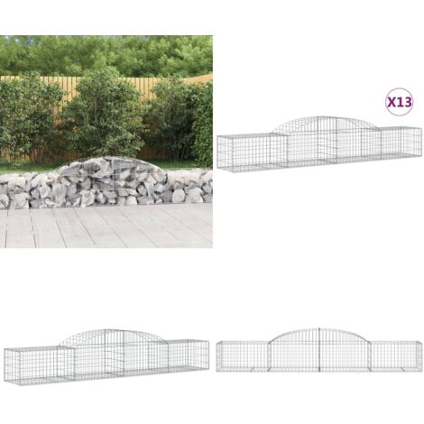 Cestas de gaviones 13 uds forma de arco hierro 300x50x40/60 cm - Muros de contención - Barreras de jardín