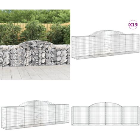 Cestas de gaviones 13 uds forma de arco hierro 300x50x80/100 cm - Muros de contención - Jardines decorativos