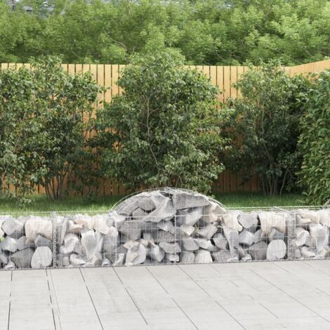 Cestas de gaviones 14 uds forma de arco hierro 200x50x40/60 cm