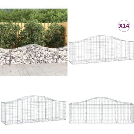 Cestas de gaviones 14 uds forma de arco hierro 200x50x60/80 cm - Muros de contención - Barreras de jardín