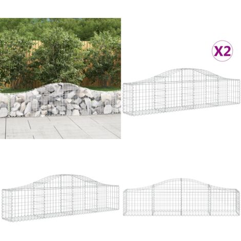 Cestas de gaviones 2 uds forma de arco hierro 200x30x40/60 cm - Cestas de gaviones - Jardín decorativo