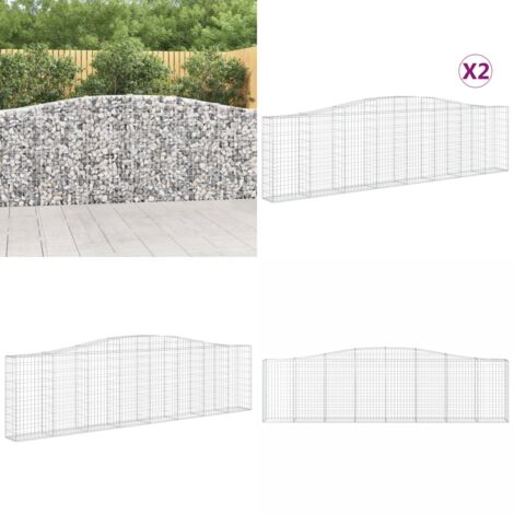 Cestas de gaviones 2 uds forma de arco hierro 400x30x100/120 cm - Muros de contención - Jardín decorativo
