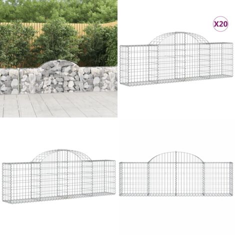 Cestas de gaviones 20 uds forma de arco hierro 200x30x60/80 cm - Muros de contención - Barreras de jardín